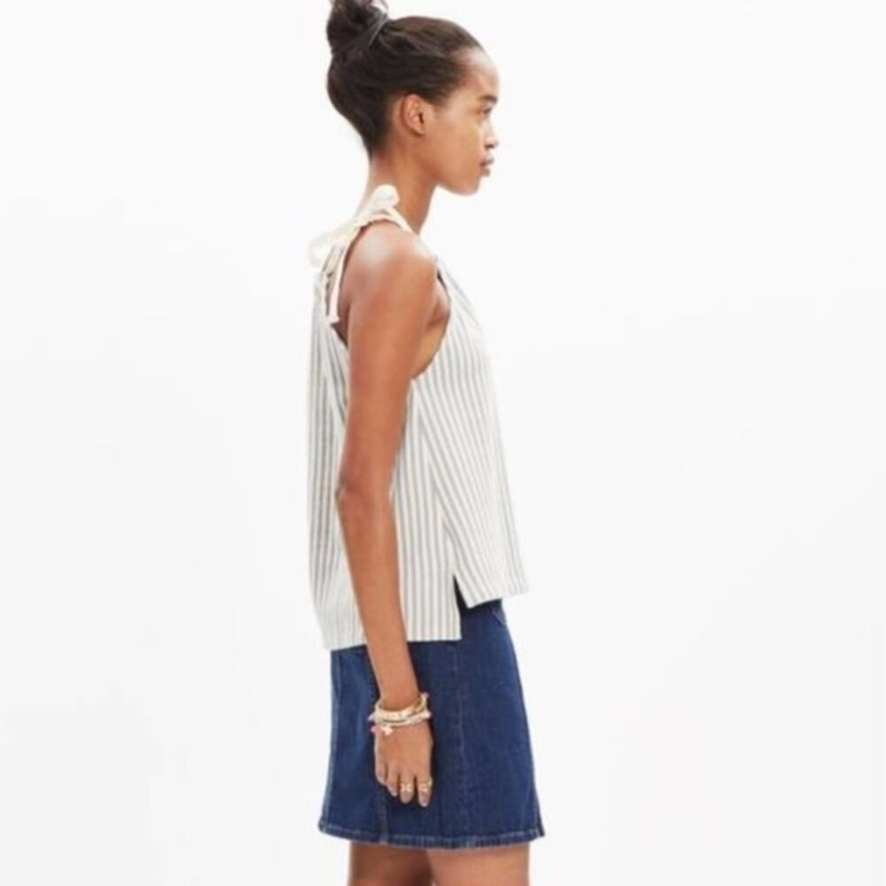 Madewell Tempo Grey & Cream Striped Tie Shoulder Tank Top Size XS